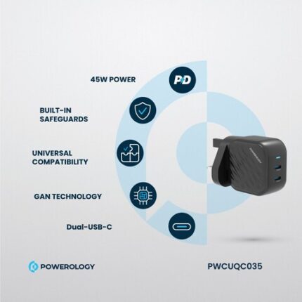 فيش من شركه POWEROLOGY بقوة 45W بمنفذين TYPE-C
