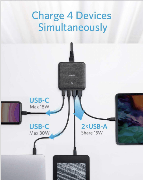 Anker Powerport Atom III 63W Slim - Black Fabric