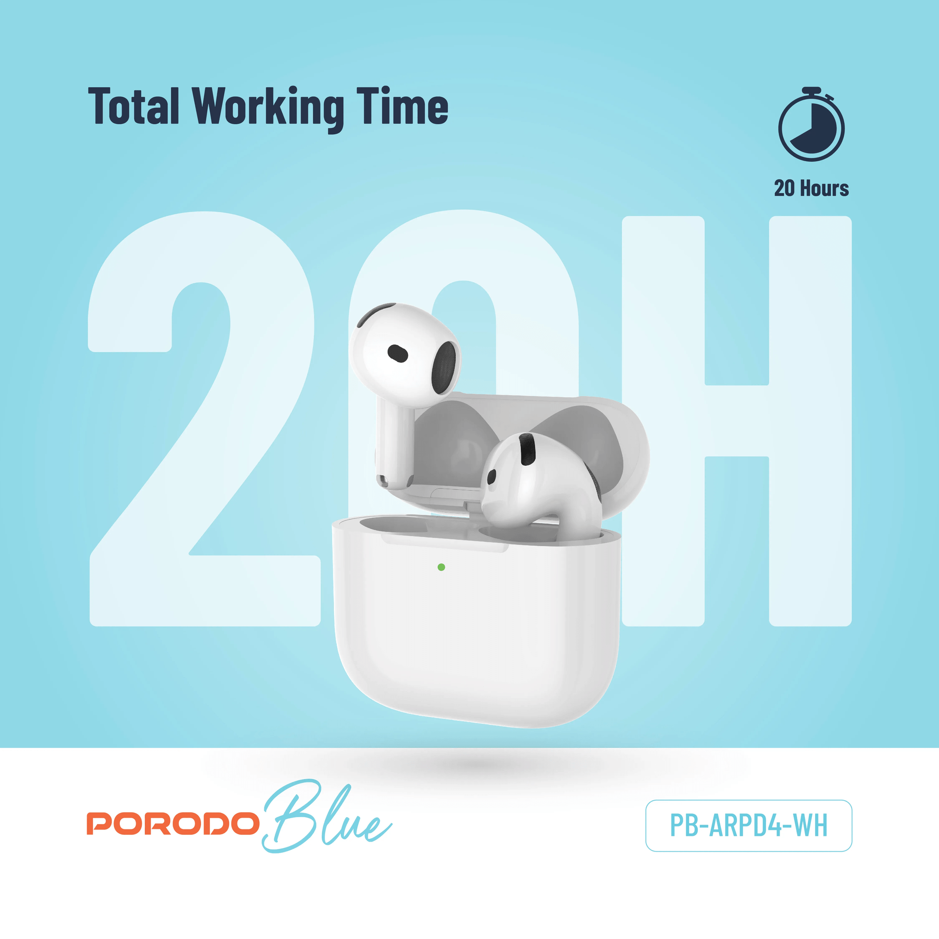 PORODO BLUE EARBUDS 4 WITH ENC TYPE C - WHITE - Image 7 (1)