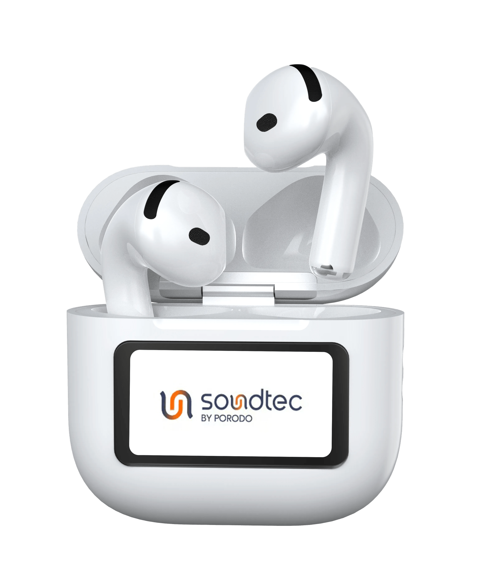 PORODO SOUNDTEC TWS ANC+ENC EARPHONE WITH TOUCH SCREEN - WHITE - Image 3