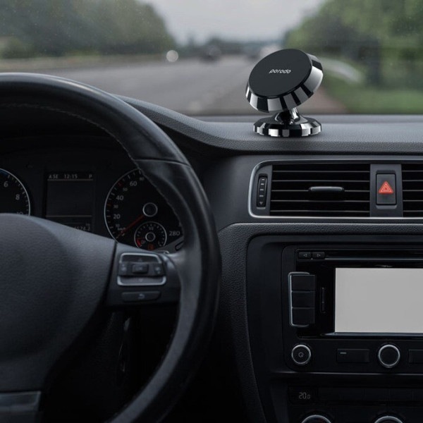 Porodo 4 Circular Discs Magnetic Car Mount - Black (4)-600x600