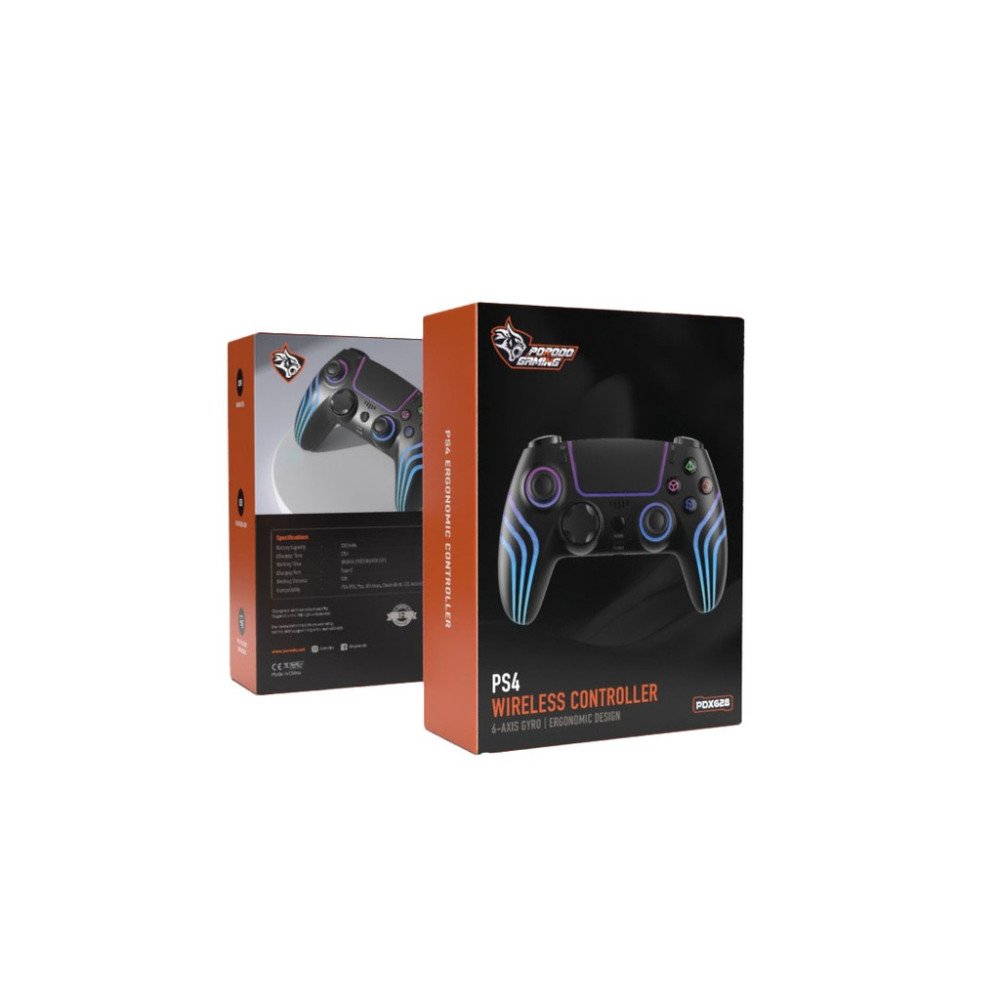 Porodo Gaming PS4 Wireless Controller 6-Axis Gyro and Ergonomic Design - Black (1)-1000x1000