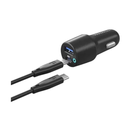 شاحن للسياره من شركه POWEROLOGY مع منفذ TYPE-C و منفذ USB-A بقوة35W